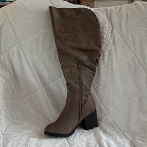 Faux fur knee high boots